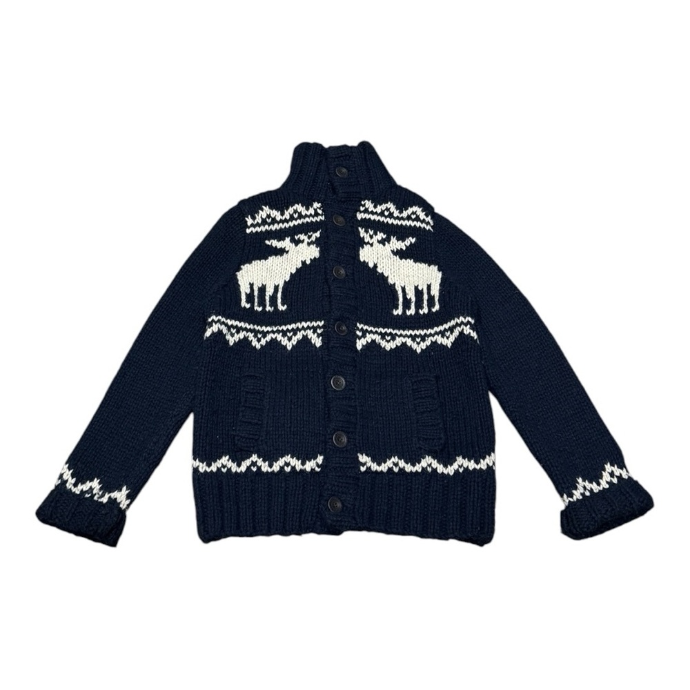 Abercrombie & Fitch Blue Moose Collar Cardigan Sweater Wool Blend Men’s Sz M